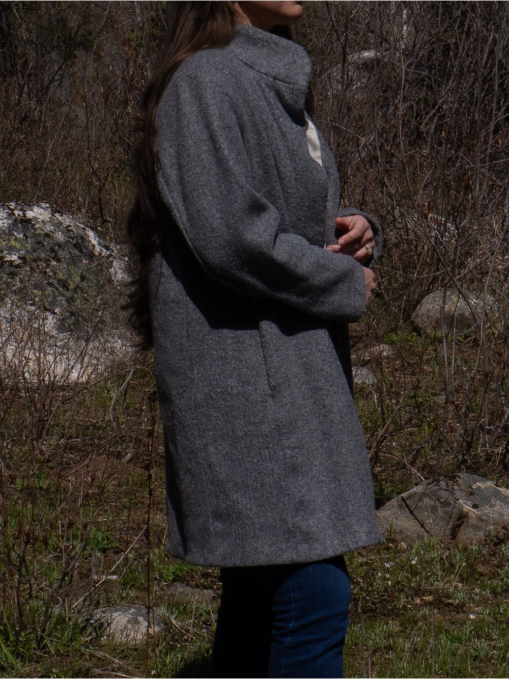 Old Navy Gray Textured Knit Coat